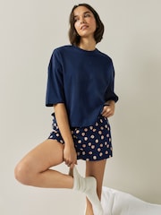 Navy Spot Cotton Short Set Pyjamas - Image 5 of 9