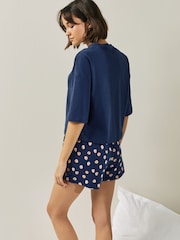 Navy Spot Cotton Short Set Pyjamas - Image 6 of 9