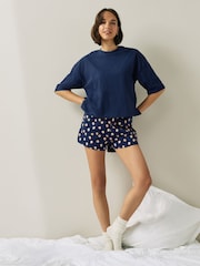 Navy Spot Cotton Short Set Pyjamas - Image 8 of 9