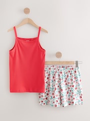Red Strawberry Rib Vest Shorts Pyjamas Set - Image 1 of 3