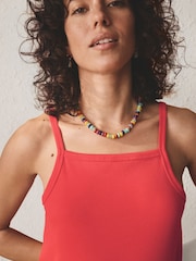 Red Strawberry Rib Vest Shorts Pyjamas Set - Image 4 of 8