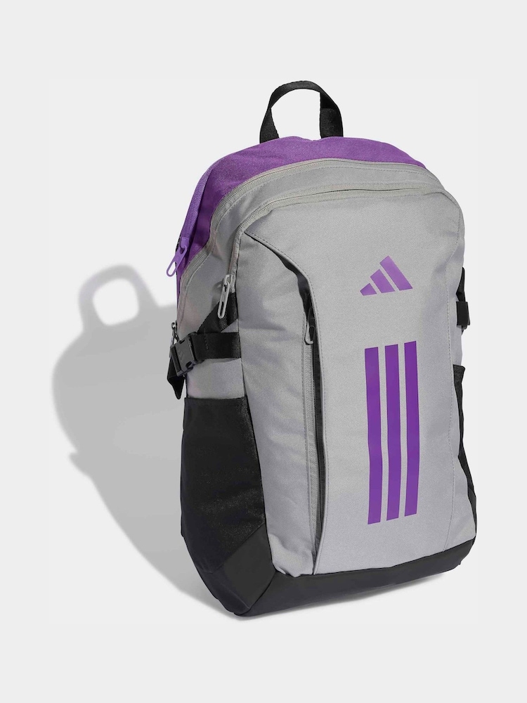 adidas Grey/Purple 3 Stripe VIII Bag - Image 1 of 5