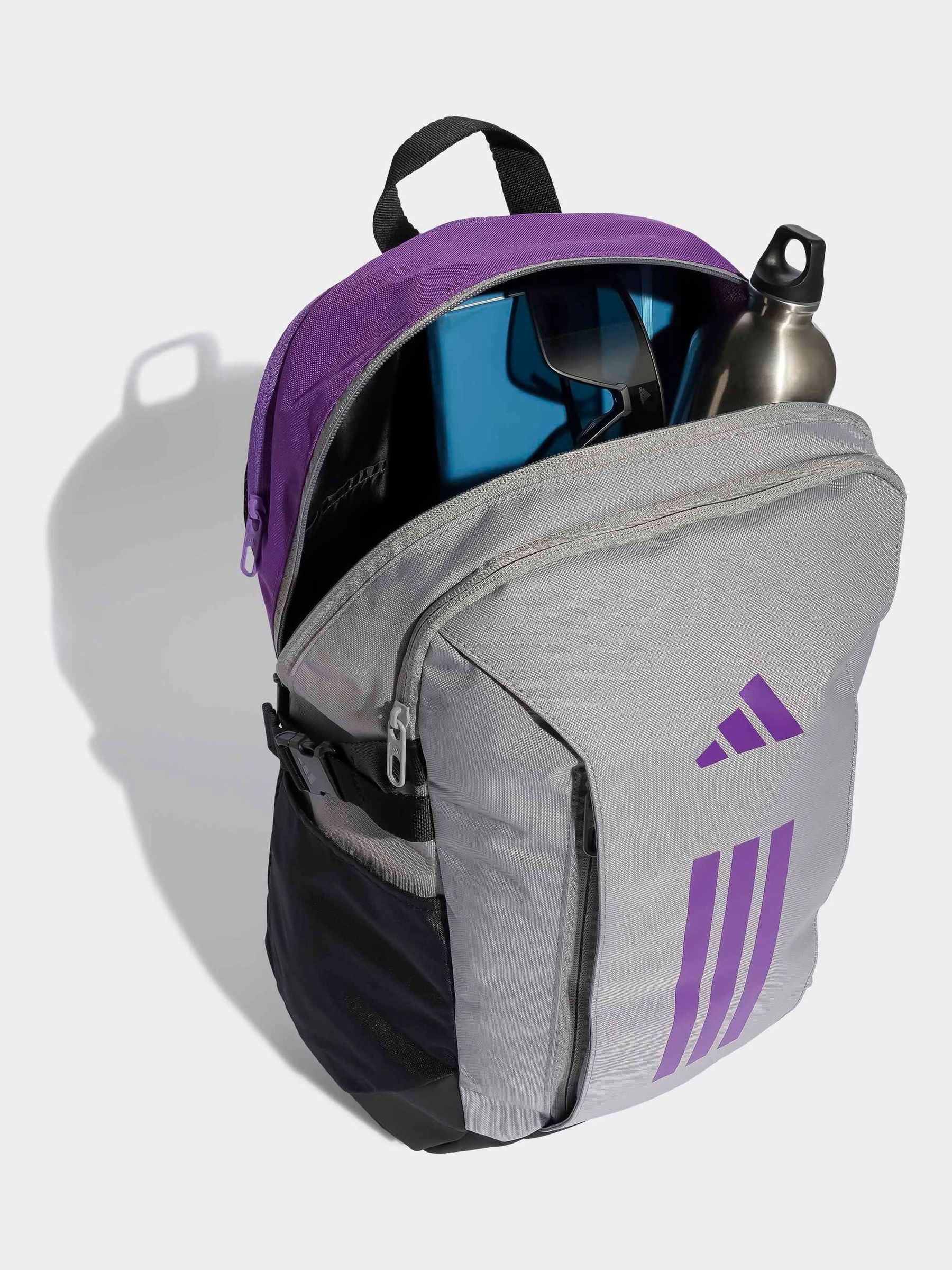 Buy adidas Grey/Purple 3 Stripe VIII Bag from Next Netherlands