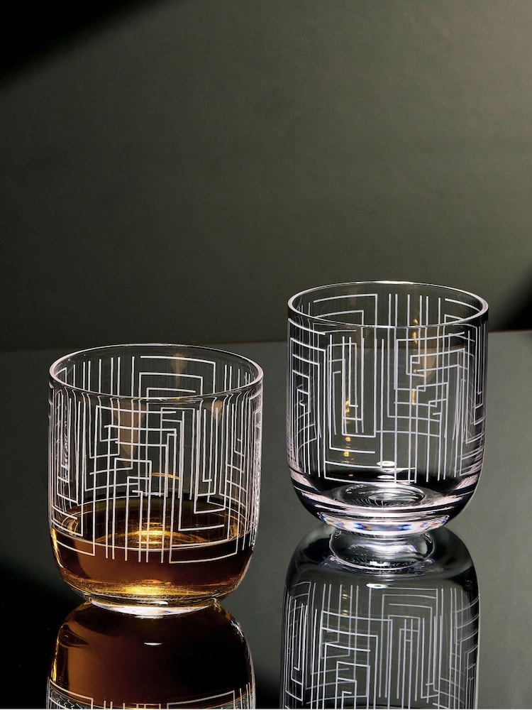 Anton Studio Designs Set of 2 Clear Maze DOF Tumblers - Image 1 of 5