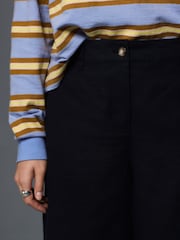 Navy Linen Blend Knee Shorts - Image 5 of 8