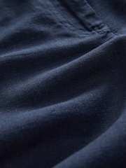 Navy Linen Blend Knee Shorts - Image 8 of 8