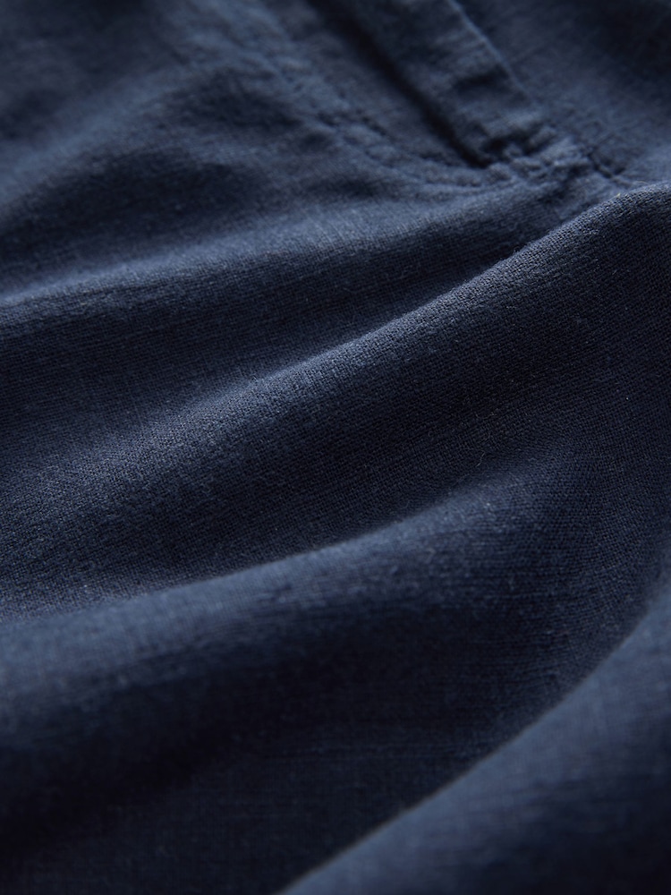 Navy Linen Blend Knee Shorts - Image 8 of 8