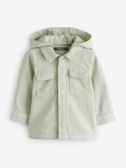 Sage Green Hooded Denim Shacket - Image 1 of 1