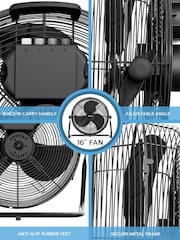 Air Pro Black 16" Floor Fan with Powerful Air Cooling & Circulating - Image 7 of 7