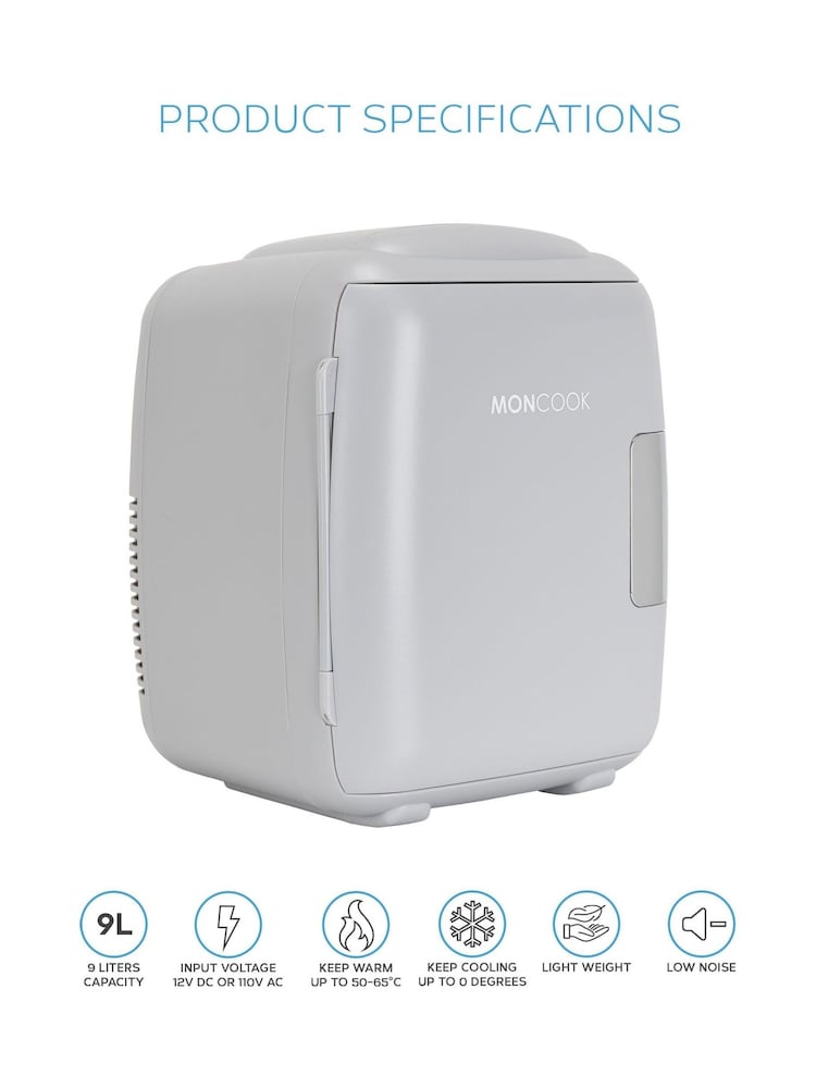 MONCOOK Grey Mini Fridge 9 Litre - Image 2 of 7