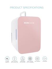 MONCOOK Pink Mini Fridge 6 Litre - Image 2 of 8