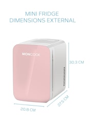 MONCOOK Pink Mini Fridge 6 Litre - Image 3 of 8