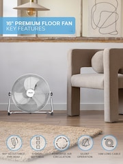 Air Pro White 16" Floor Fan with Powerful Air Cooling & Circulating - Image 2 of 7