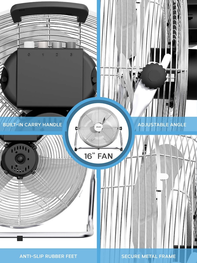 Air Pro White 16" Floor Fan with Powerful Air Cooling & Circulating - Image 7 of 7