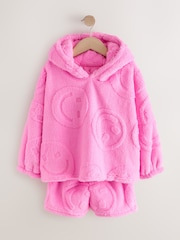 Pink Happy Face Cosy Fleece Shorts Set (3-16yrs) - Image 1 of 4