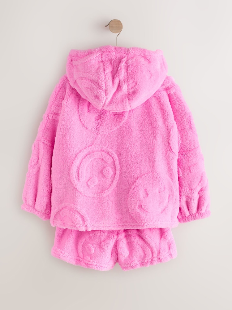 Pink Happy Face Cosy Fleece Shorts Set (3-16yrs) - Image 2 of 4