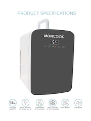 MONCOOK Grey Mini Fridge 15L with Digital LED Screen - Image 2 of 8