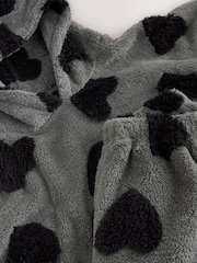Grey/Black Heart Cosy Fleece Shorts Set (3-16yrs) - Image 3 of 4