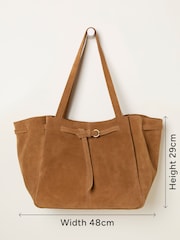 FatFace Tan Brown Suede Buckle Tote Bag - Image 4 of 4