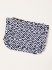 FatFace Navy Blue Geometric Frill Pouch - Image 1 of 2