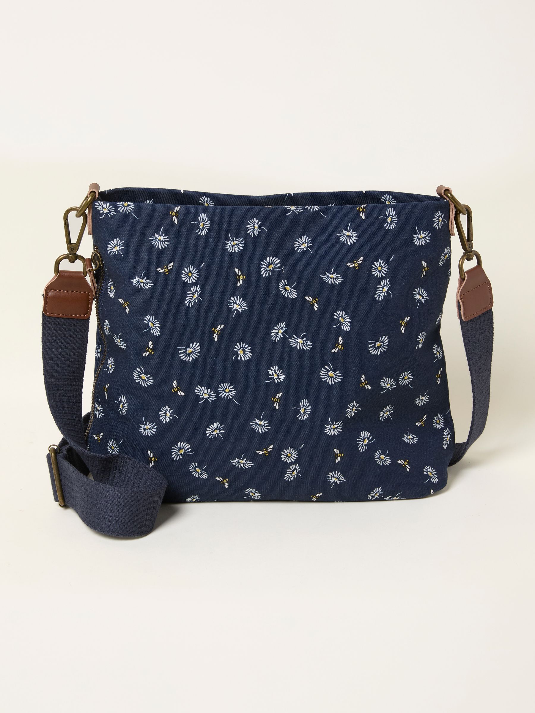 Fat Face Women's Crossbody Bag - Floral Bee Print - Blue