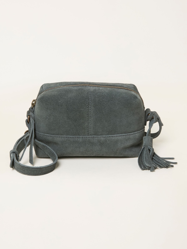 FatFace Teal Blue Suede Camera Bag - Image 1 of 3
