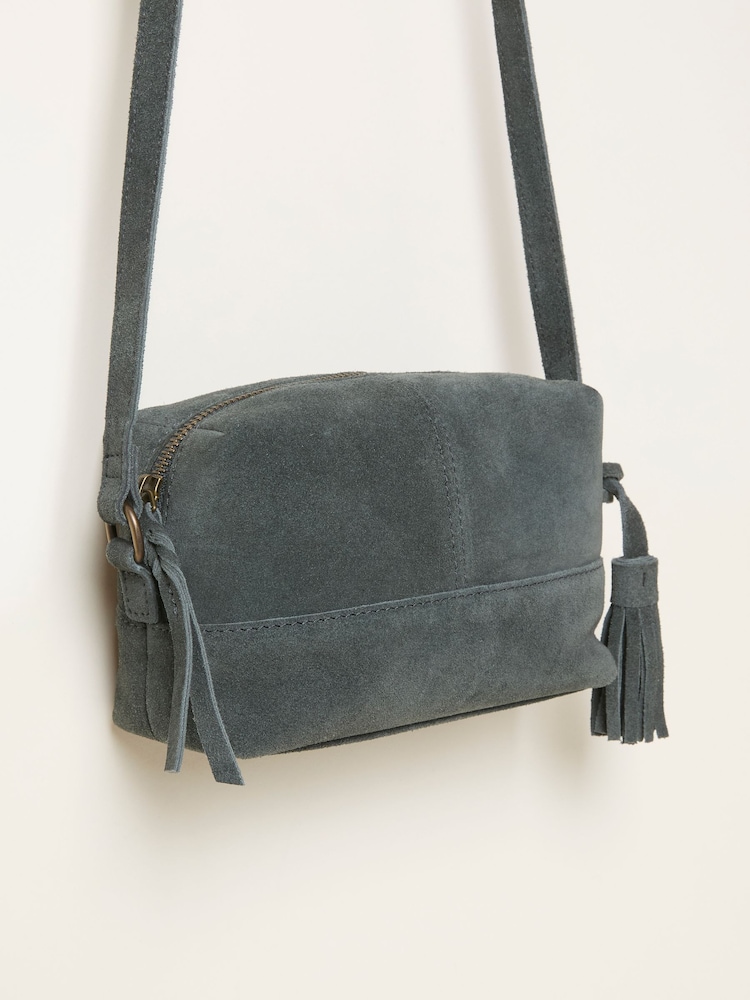 FatFace Teal Blue Suede Camera Bag - Image 3 of 3