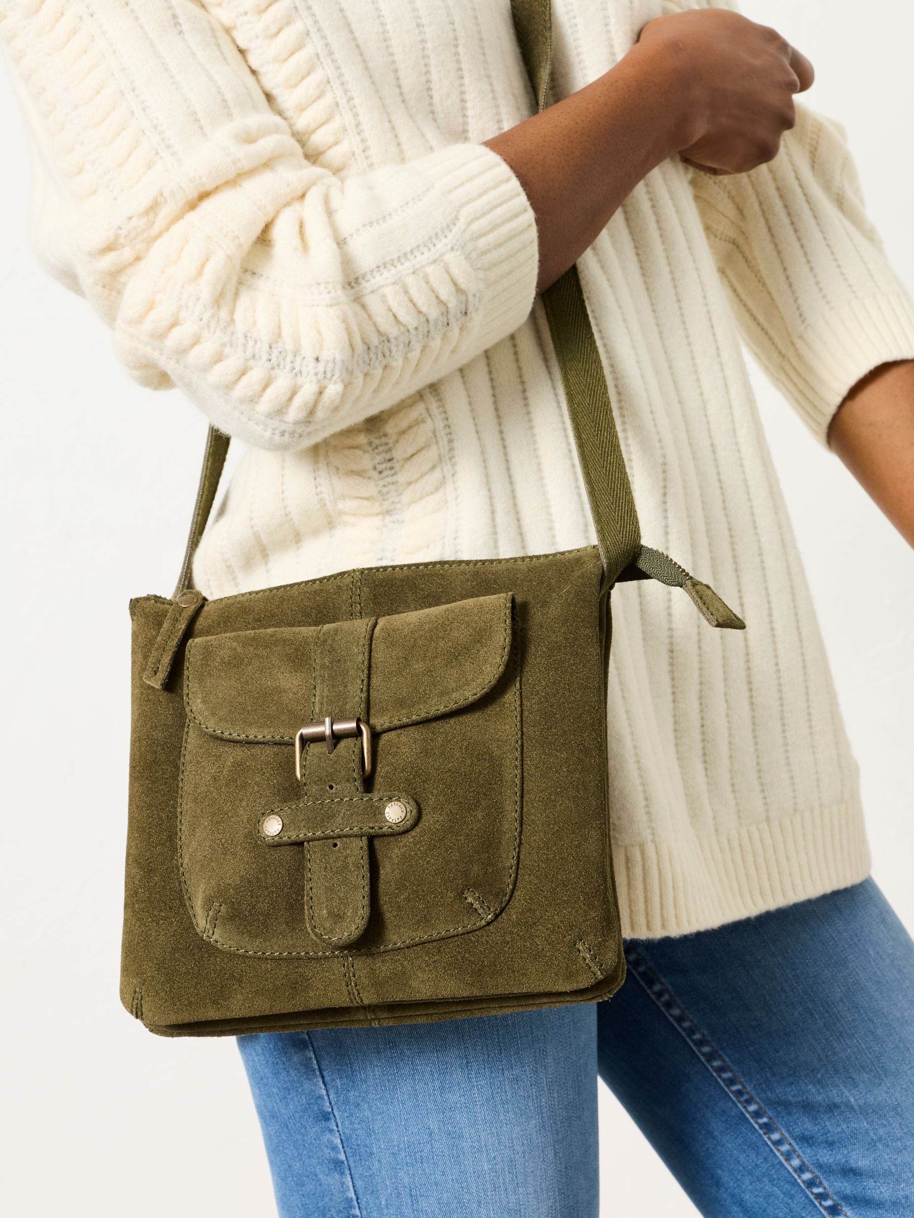 Fat Face Women's Crossbody Bag - Suede - Green