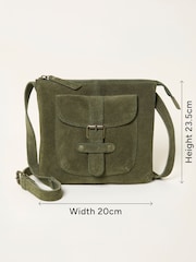 FatFace Libby Green Suede Crossbody Bag - Image 6 of 6