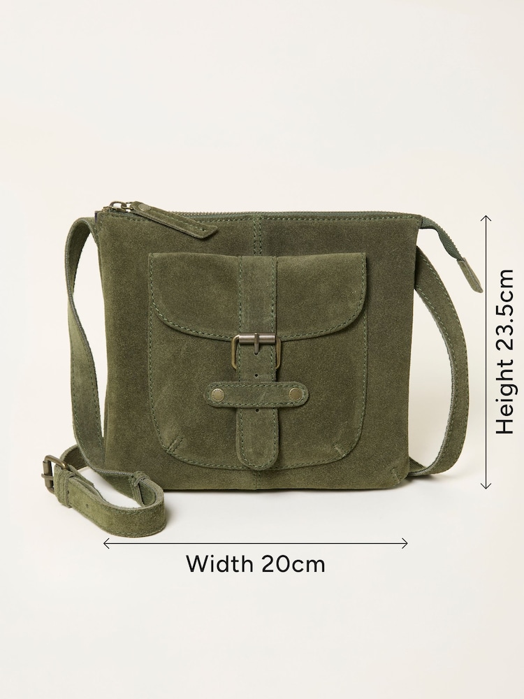 FatFace Libby Green Suede Crossbody Bag - Image 6 of 6