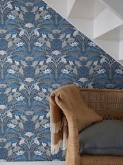 Galerie Blue Sommarang 2 Floral Print 10M Wallpaper - Image 1 of 2