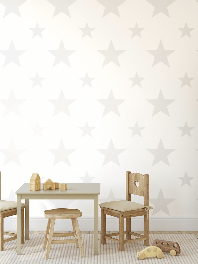 Style Sisters White Double Star 10M Wallpaper - Image 1 of 3