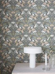 Galerie Grey Sommarang 2 Floral Print 10M Wallpaper - Image 1 of 2