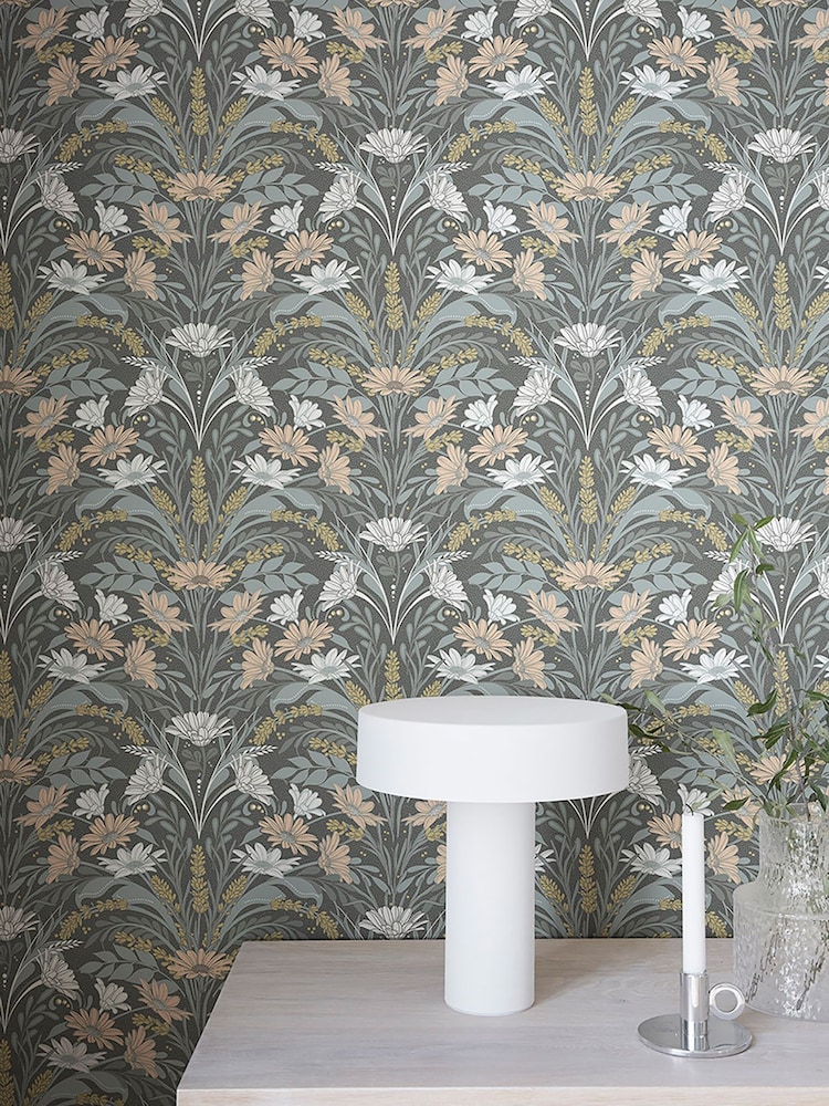 Galerie Grey Sommarang 2 Floral Print 10M Wallpaper - Image 1 of 2 Galerie Grey Sommarang 2 Floral Print 10M Wallpaper - Image 1 of 2