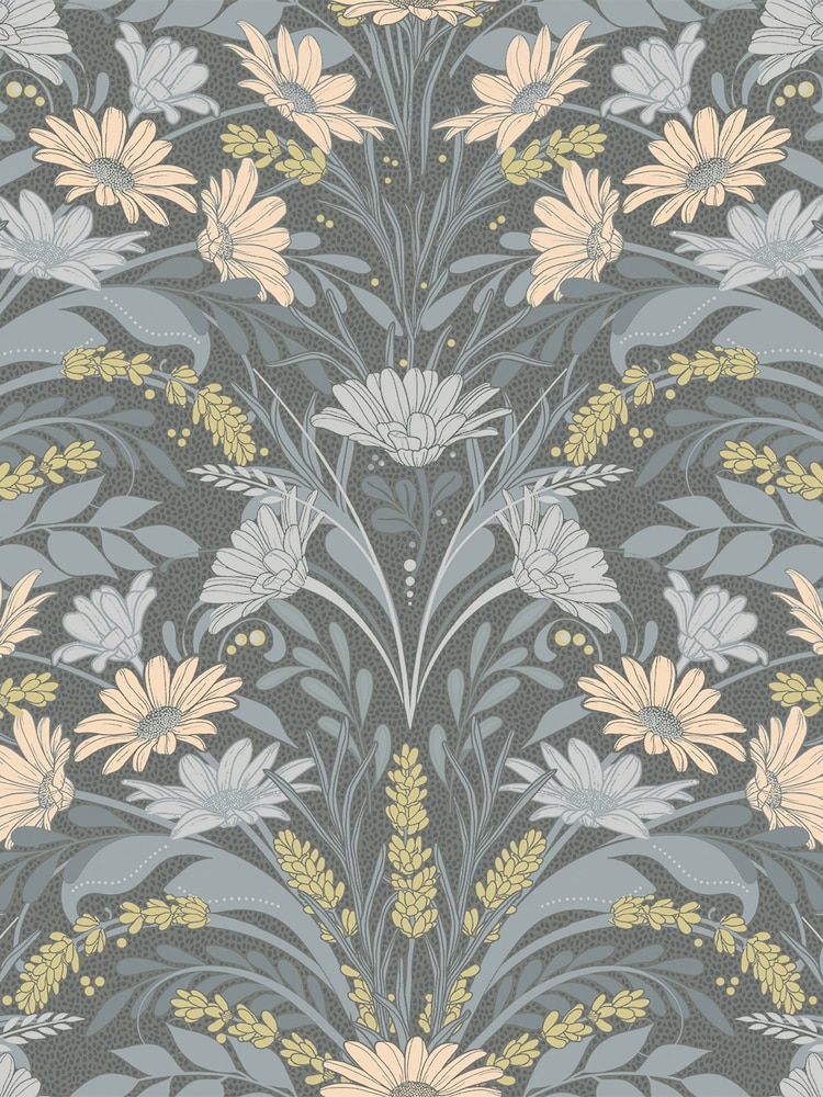 Galerie Grey Sommarang 2 Floral Print 10M Wallpaper - Image 2 of 2 Galerie Grey Sommarang 2 Floral Print 10M Wallpaper - Image 2 of 2