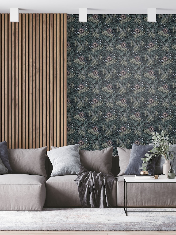Laurence Llewelyn-Bowen Green Rambleicious Floral Print 10M Wallpaper - Image 1 of 4 Laurence Llewelyn-Bowen Green Rambleicious Floral Print 10M Wallpaper - Image 1 of 4