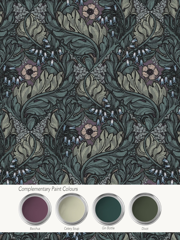 Laurence Llewelyn-Bowen Green Rambleicious Floral Print 10M Wallpaper - Image 4 of 4 Laurence Llewelyn-Bowen Green Rambleicious Floral Print 10M Wallpaper - Image 4 of 4