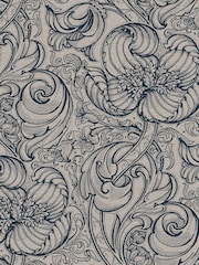 Laurence Llewelyn-Bowen Blue Down The Dilly Floral Print 10M Wallpaper - Image 2 of 4