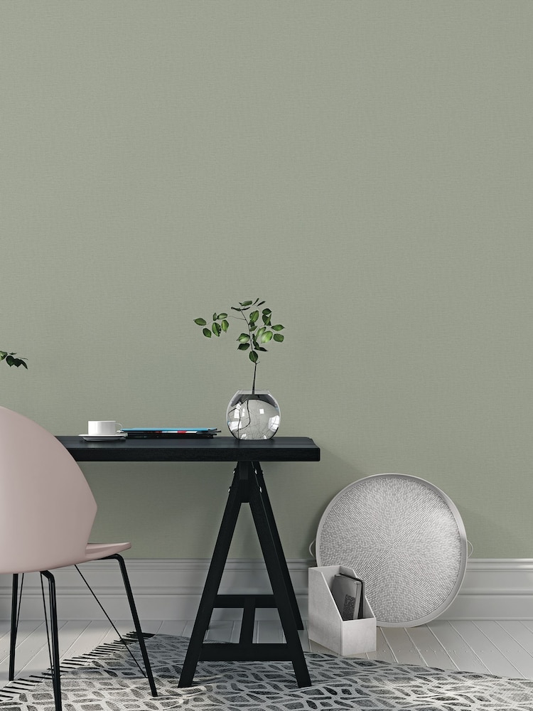 Laurence Llewelyn-Bowen Green Nuance Plain Texture 10M Wallpaper - Image 1 of 3