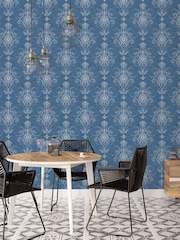 Galerie Blue French Country Damask 10M Wallpaper - Image 1 of 2