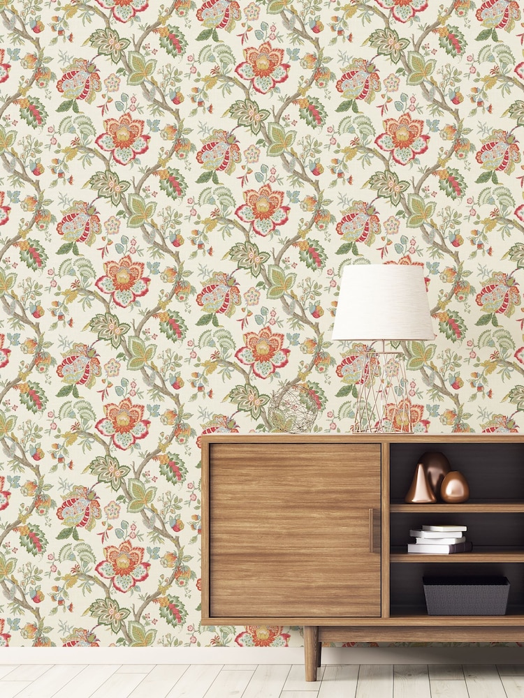 Galerie Green French Country Floral Print 10M Wallpaper - Image 1 of 2
