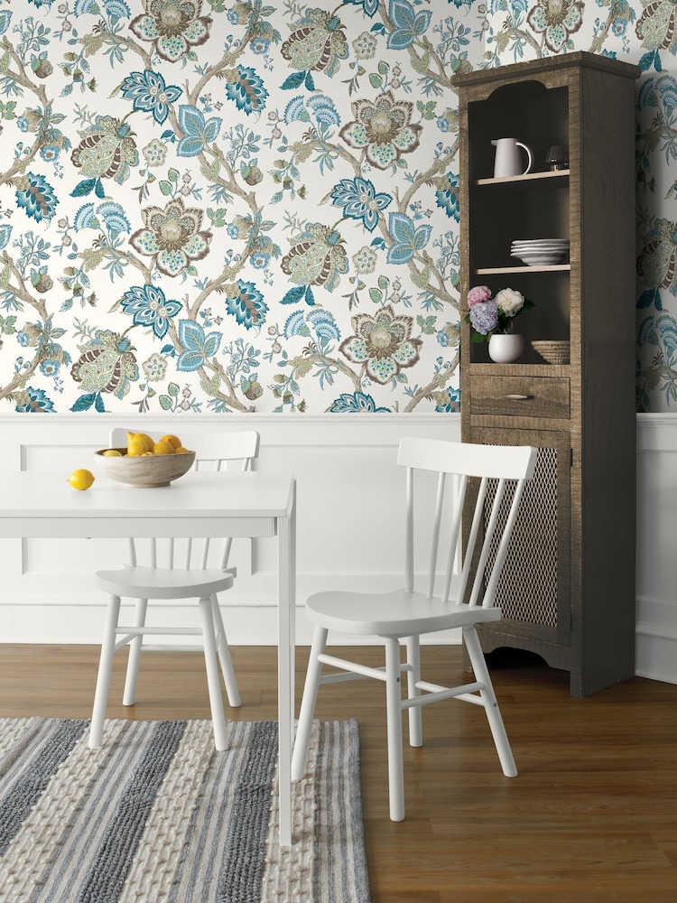 Galerie Blue French Country Floral Print 10M Wallpaper - Image 1 of 2