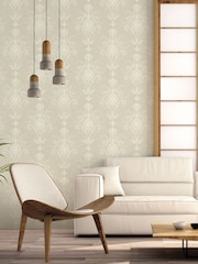 Galerie Silver Grey French Country Damask 10M Wallpaper - Image 1 of 2