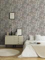 Galerie Bronze Brown Welcome Home Floral Print 10M Wallpaper - Image 1 of 4