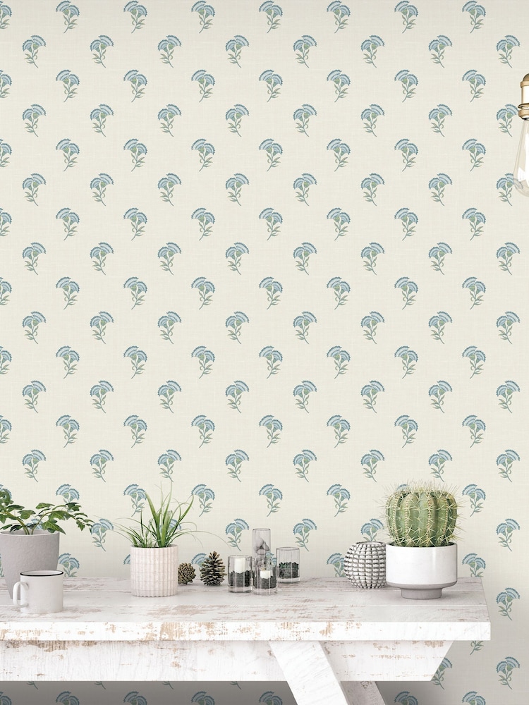 Galerie Blue French Country Floral Print 10M Wallpaper - Image 1 of 2