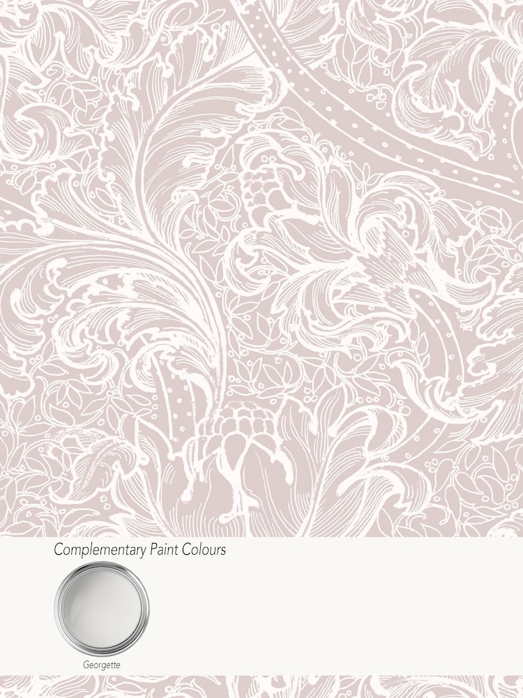 Laurence Llewelyn-Bowen Pink Morris Major Floral Print 10M Wallpaper - Image 4 of 4