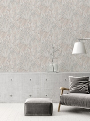 Galerie Beige Welcome Home Floral Print 10M Wallpaper - Image 1 of 5