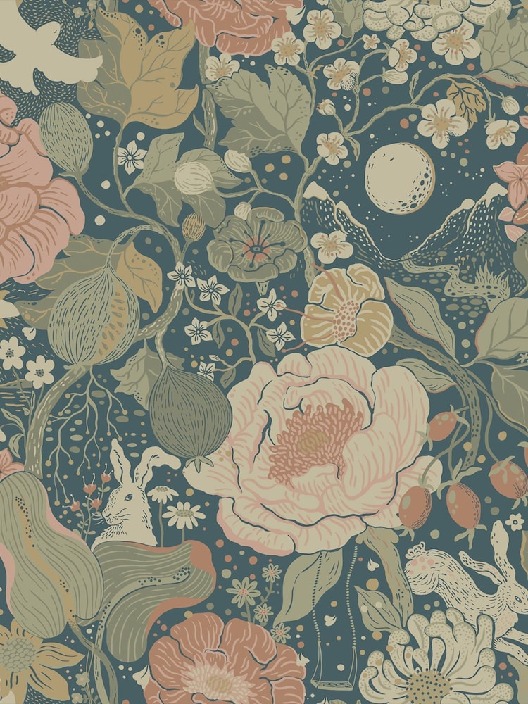 Galerie Green Sommarang 2 Floral Print 10M Wallpaper - Image 2 of 2