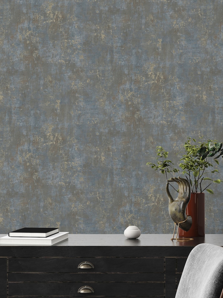 Galerie Blue Welcome Home Plain Texture 10M Wallpaper - Image 1 of 5
