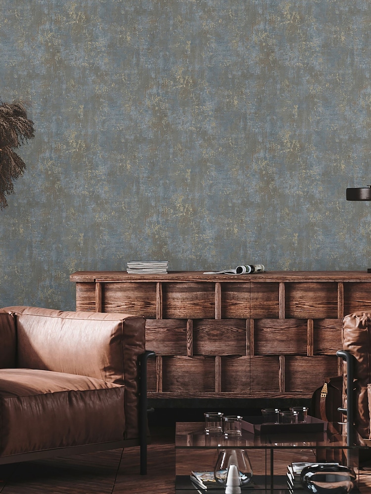 Galerie Blue Welcome Home Plain Texture 10M Wallpaper - Image 5 of 5